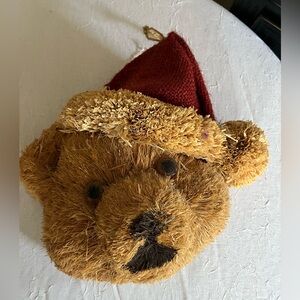 Straw Hanging Teddy Bear Head